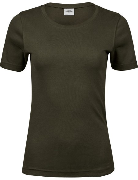 Damen T-Shirt - Teejays Interlock - Dunkeloliv L