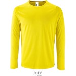 Herren-Sport-T-Shirt SPORTS mit langen Ärmeln – Neongelb XXL