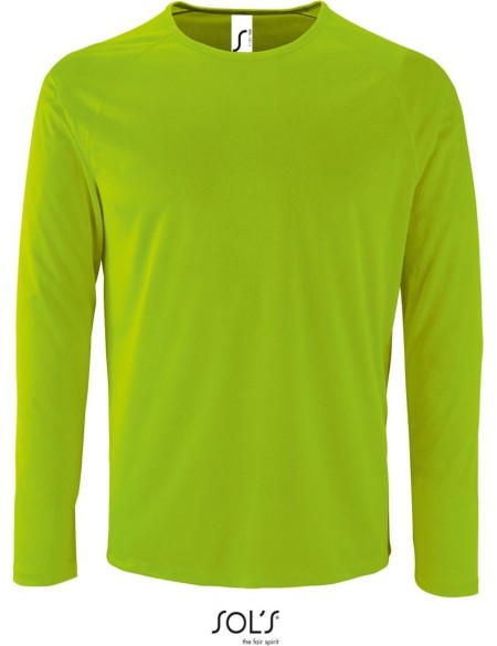 Herren-Sport-T-Shirt SPORTS mit langen Ärmeln - Neongrün S