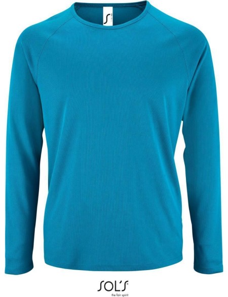 Herren-Sport-T-Shirt SPORTS mit langen Ärmeln - Aqua L