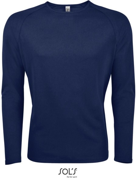 Herren-Sport-T-Shirt SPORTS mit langen Ärmeln - Französisches Marineblau L