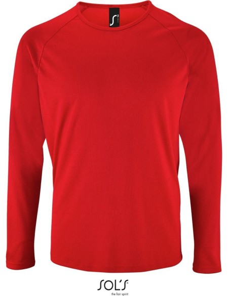 Herren-Sport-T-Shirt SPORTS mit langen Ärmeln - Rot S