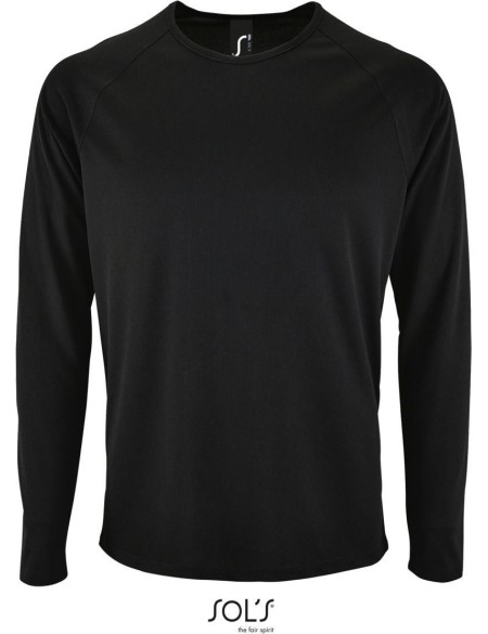 Herren-Sport-T-Shirt SPORTS mit langen Ärmeln - Schwarz L
