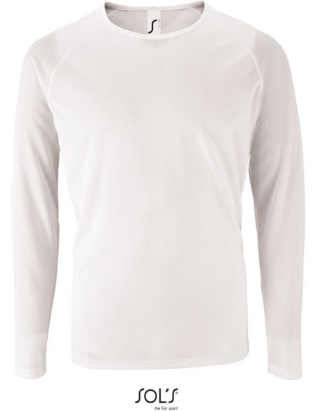 Herren-Sport-T-Shirt SPORTS mit langen Ärmeln - Weiß XXL