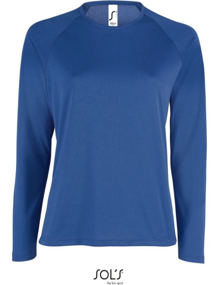 Damen-Sport-T-Shirt SPORTS mit langen Ärmeln – Rot