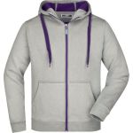 Herren-Sweatshirt Doubleface JN355 – Grau meliert/lila S
