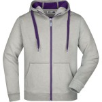 Herren-Sweatshirt Doubleface JN355 – Grau meliert/lila S