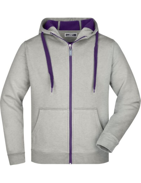 Herren-Sweatshirt Doubleface JN355 – Grau meliert/lila S