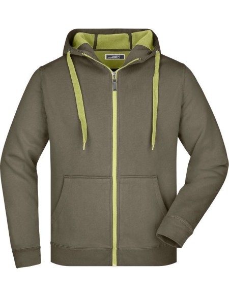 Herren-Sweatshirt Doubleface JN355 – Oliv/Limettengrün 3XL