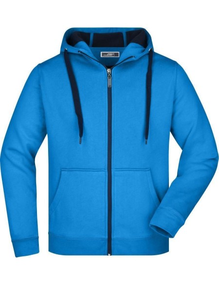 Herren-Sweatshirt Doubleface JN355 – Azurblau/Marineblau XL