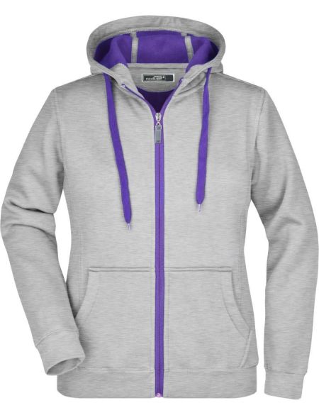 Doubleface Damen Kapuzenpullover – Rot/Carbon
